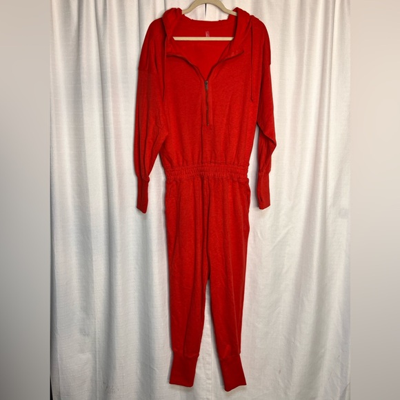 Free People FP Movement Training Day Hoodie Jumpsuit in Red - Picture 6 of 7